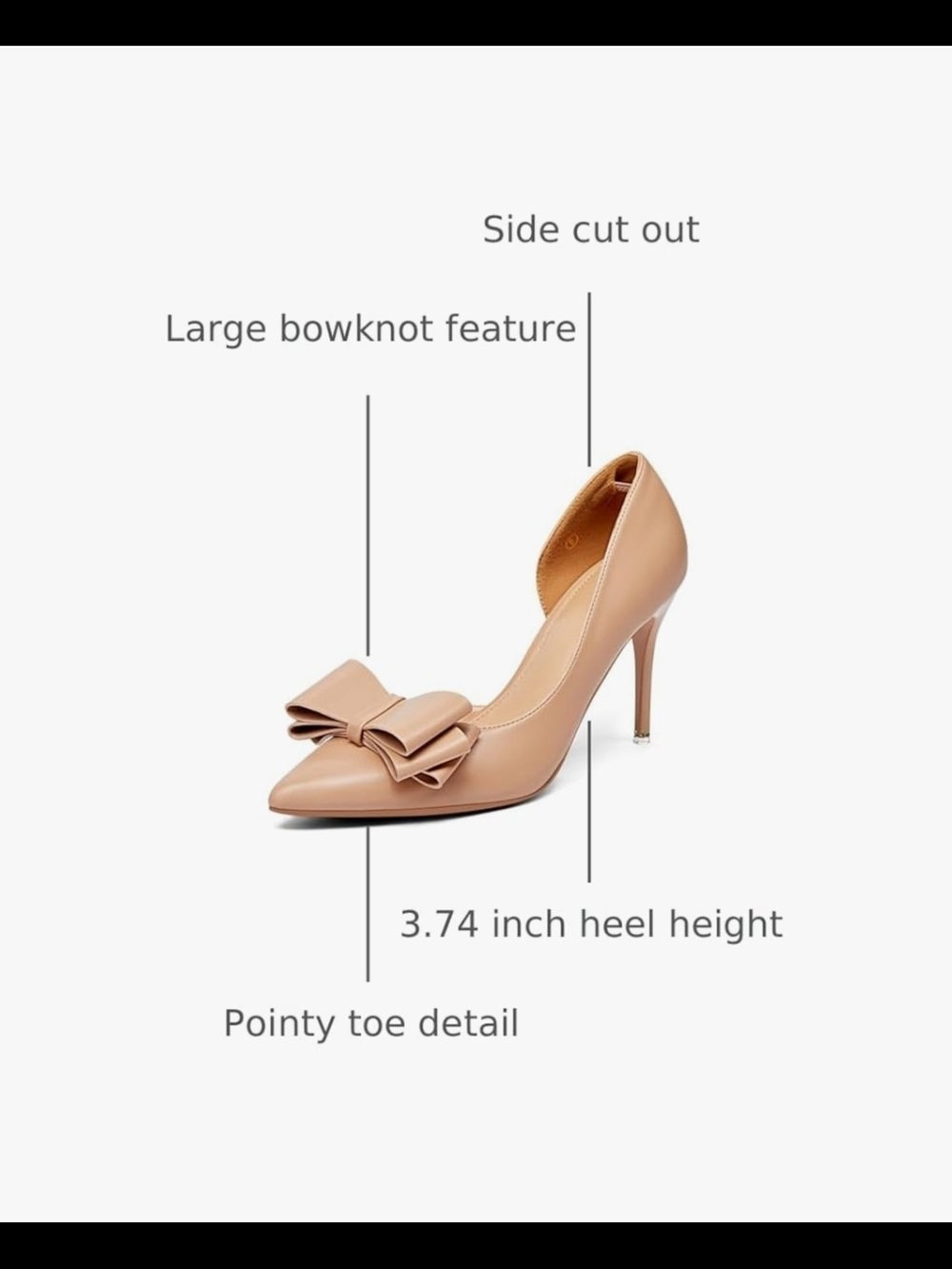 Women's Pointed-Toe Bow Pump in Beige - Picture 5 of 8